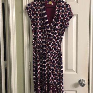Liz Claiborne purple pattern dress with belt.
